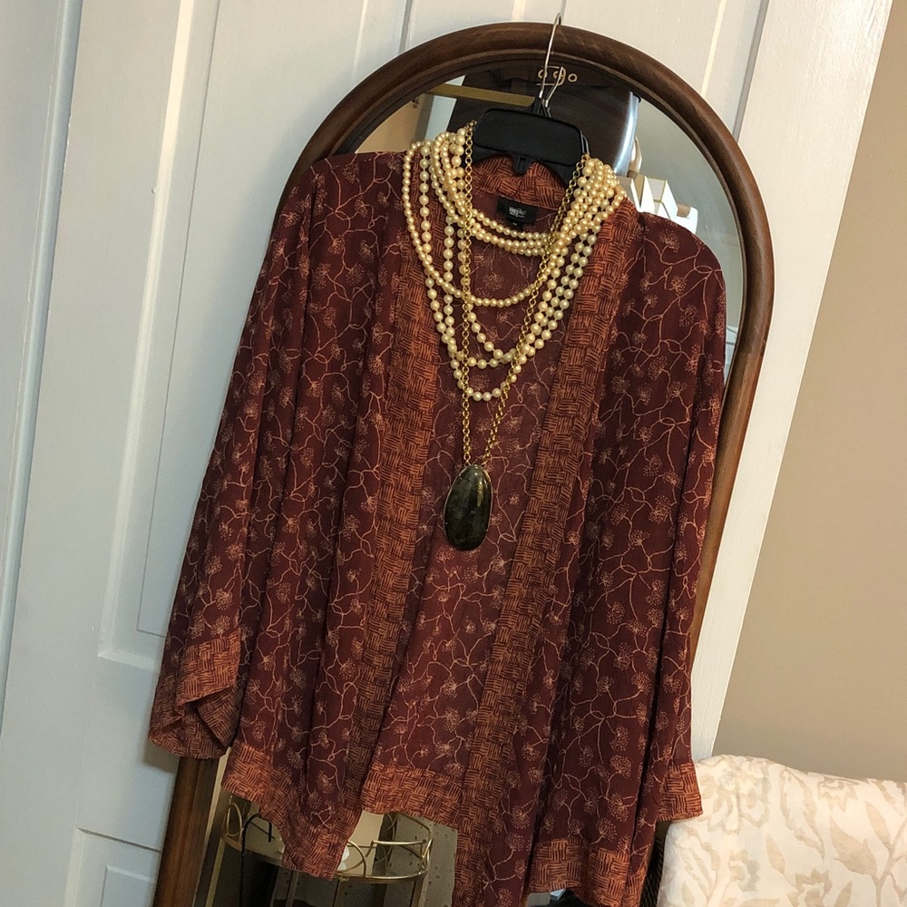 BOHO MOSSIMO • Bohemian Kimono Elegant Rust Floral Design - Picture 4 of 12